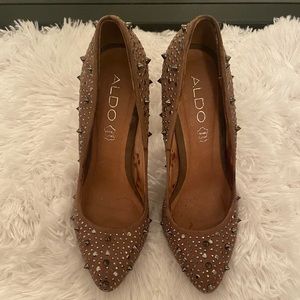 Aldo brown studded heels
